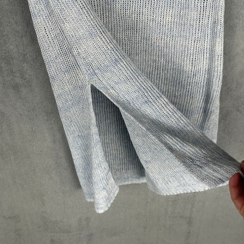 Eileen Fisher Sweater Womens Medium Blue Linen Sleeveless Luxury Resort Preppy - Picture 4 of 12